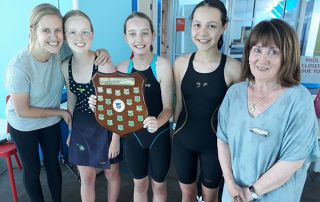 McAuley-Catholic-Primary-School-Rose-Bay-students with teachers at swimming carnival